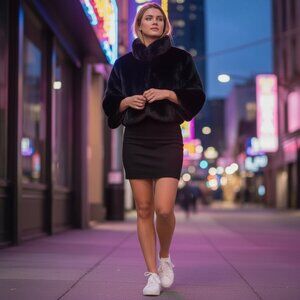 Laundry by Shelli Segal Faux Fur Cropped Silhouette Shrug, Size Small–Glamorous!